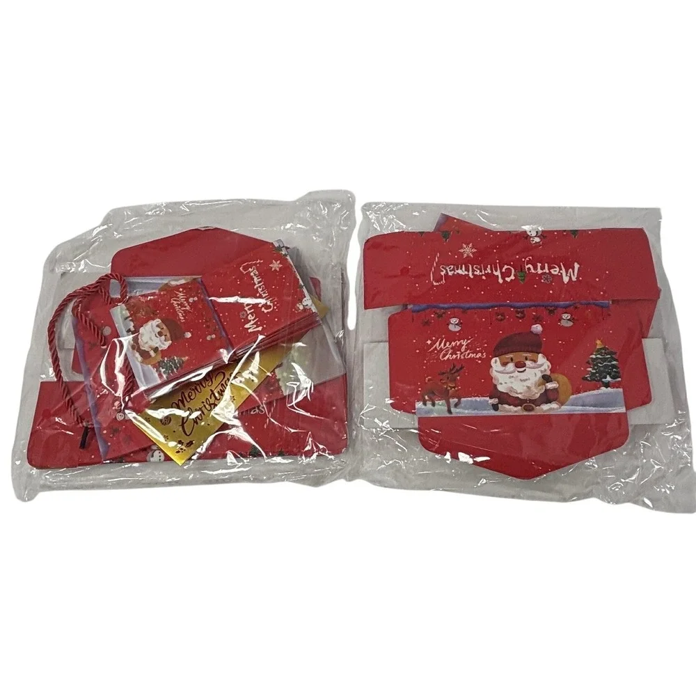 Merry Christmas Gift Box and Bag Assortment Set Santa Claus Holiday Packaging